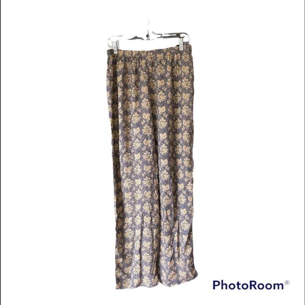 Vintage Blue floral 100% Rayon wide leg size 2X